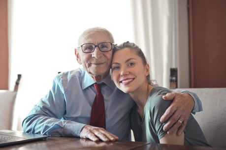 elderly man with daughter